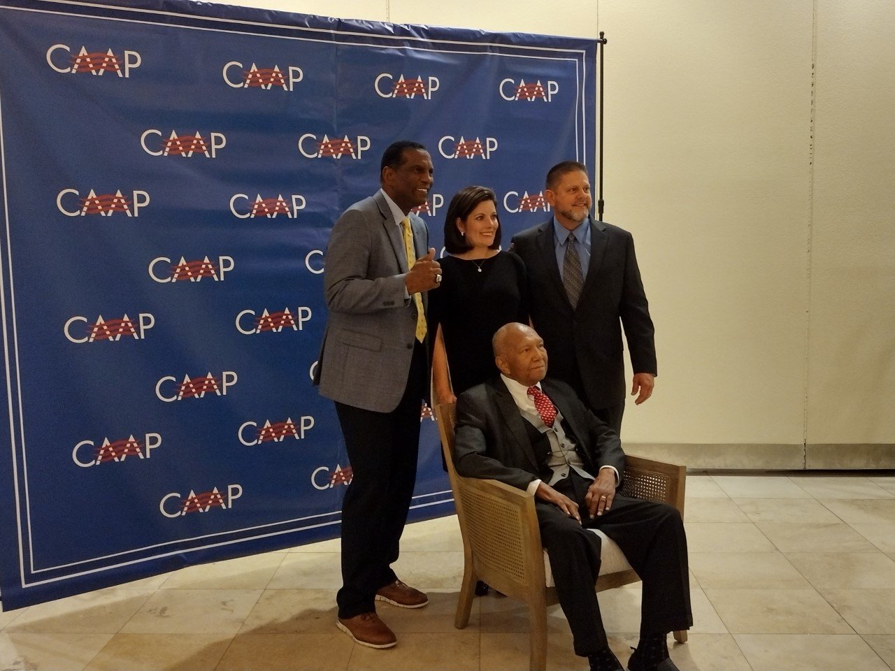 The Coalition for Americans and Principles (CAAP) held its annual gala Sept. 14 at the Palacio Maria Event Center, 21728 Highland Knolls. U.S. Rep. Burgess Owens, R-Utah, standing at left, was the special guest. Also pictured are Tricia and Ed Krenek, a local attorney who is seeking election as judge for the 240th District Court. Tricia Krenek is  a candidate for Fort Bend County Justice of the Peace Pct. 1, Place 2. Rev. Bill Owens, who along with his wife Dr. Deborah Owens leads CAAP, is seated.
